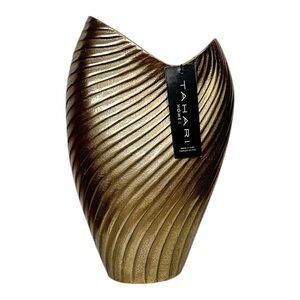 TAHARI HOME Large Brass Metal Abstract Vase 13" x 8" x 4"  Made in India NWT